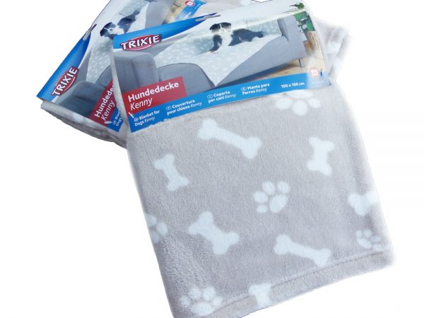 Trixie-Hundedecke-Kenny-Pfote-Knochen-Beige-Fleece-37167-100-x-150-cm